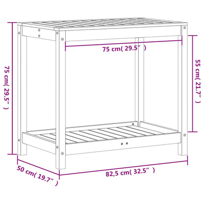 Tavolo Invaso con Ripiano 82,5x50x75 cm Legno Massello di Pino