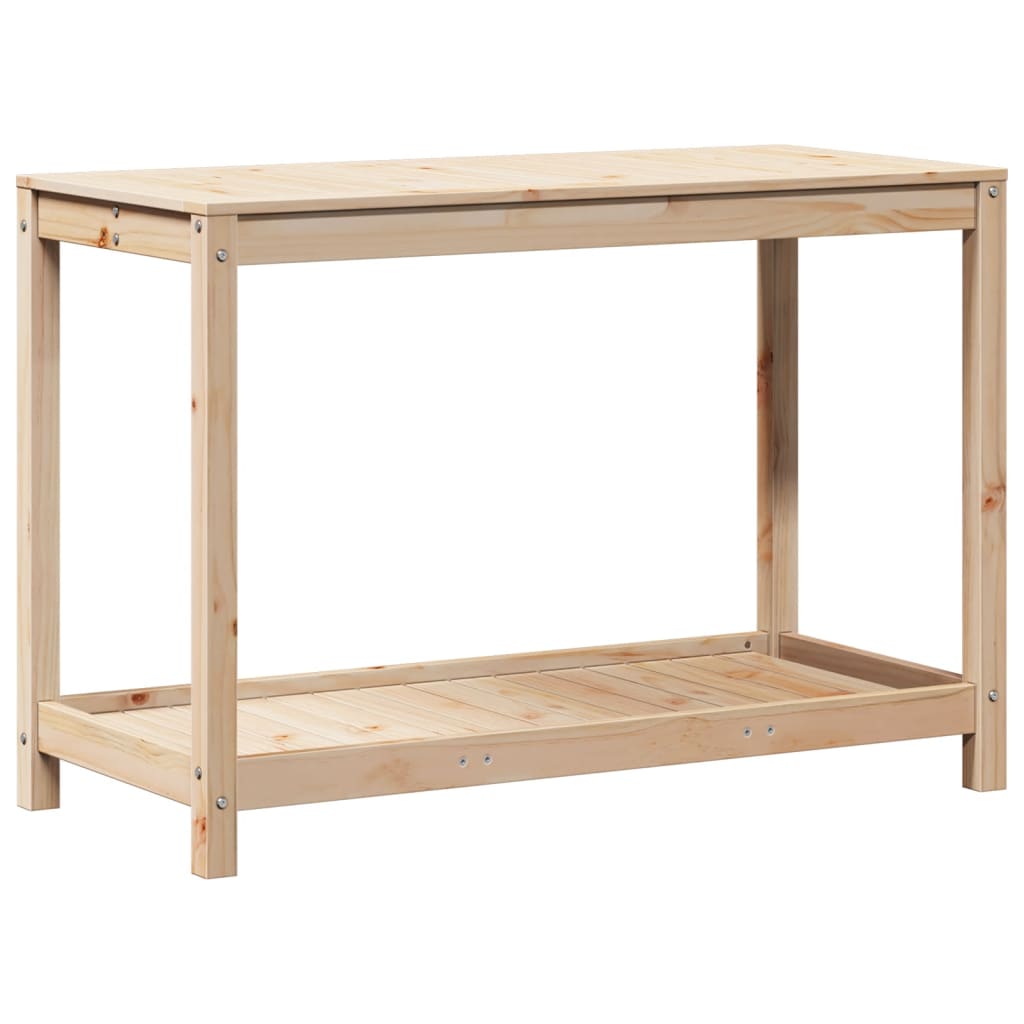 Tavolo Invaso con Ripiano 108x50x75 cm Legno Massello di Pino - homemem39