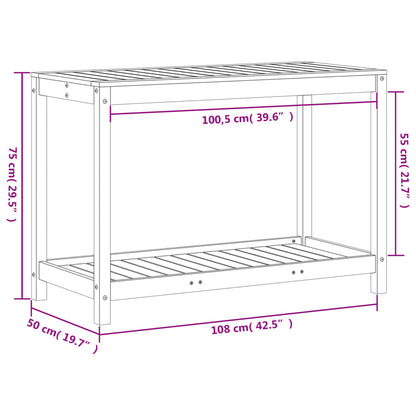 Tavolo Invaso con Ripiano 108x50x75 cm Legno Massello di Pino - homemem39