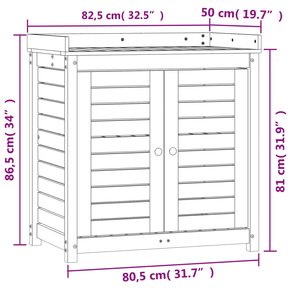 Tavolo Invaso con Ripiani 82,5x50x86,5cm Legno Massello Douglas - homemem39