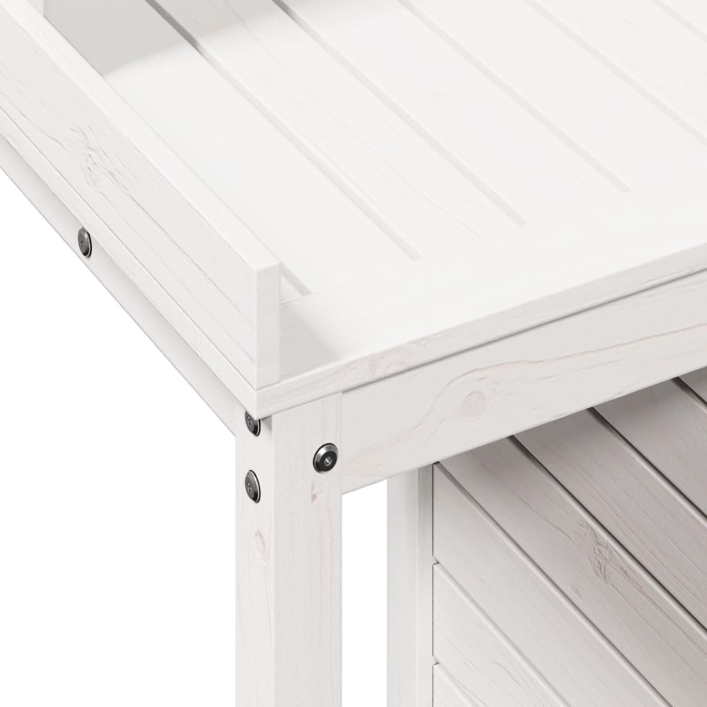 Tavolo Invaso con Ripiani Bianco 82,5x50x109,5 cm Massello Pino - homemem39