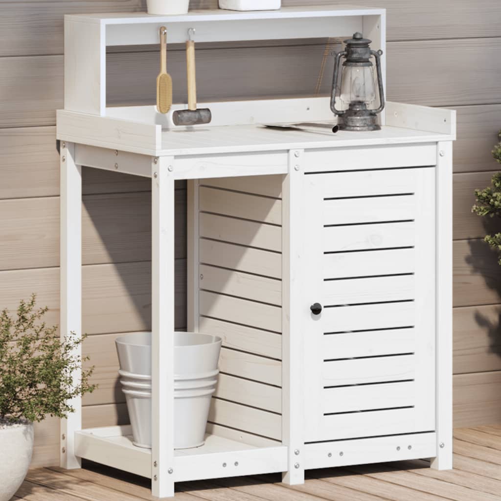 Tavolo Invaso con Ripiani Bianco 82,5x50x109,5 cm Massello Pino | homemem39