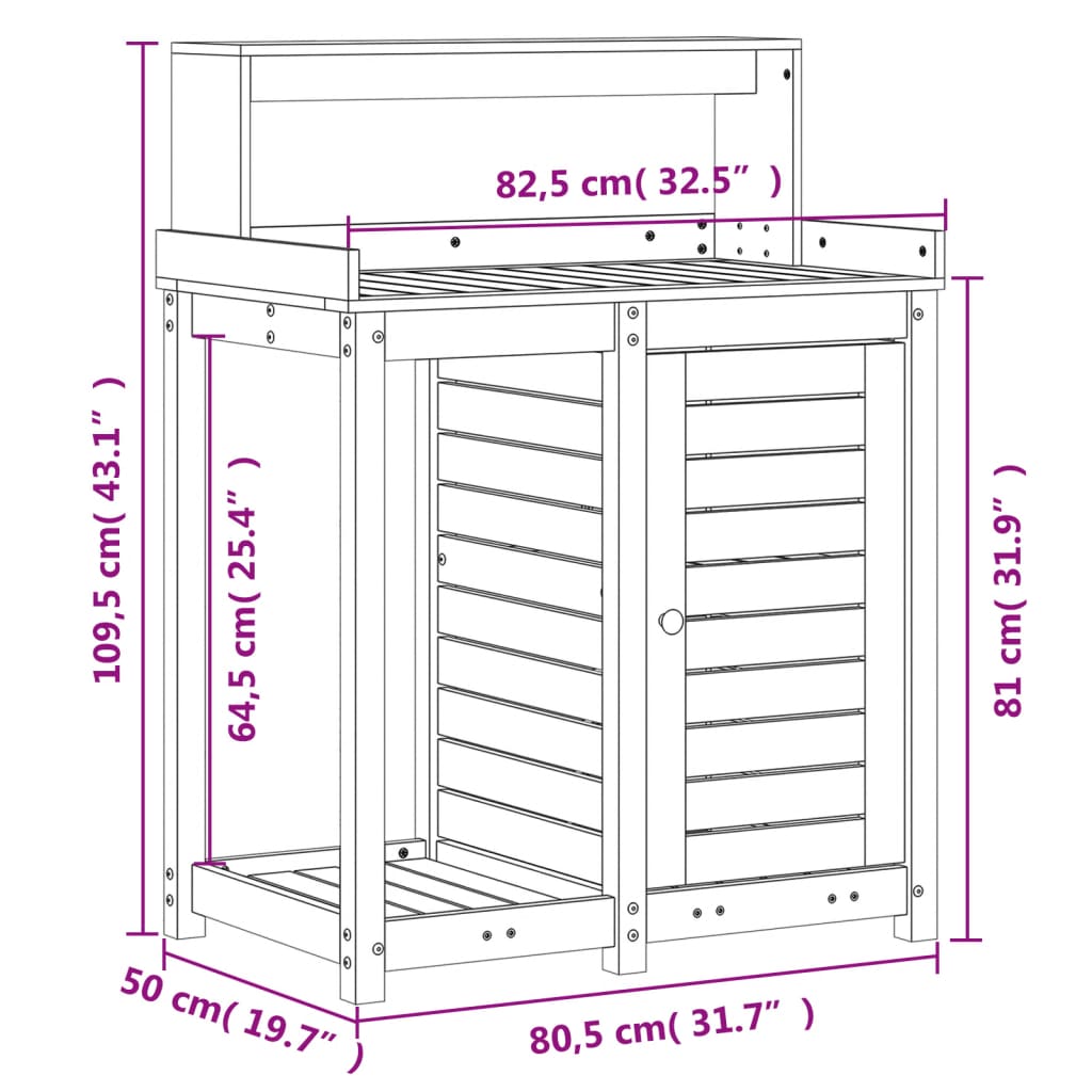 Tavolo Invaso con Ripiani 82,5x50x109,5 cm Massello Douglas - homemem39