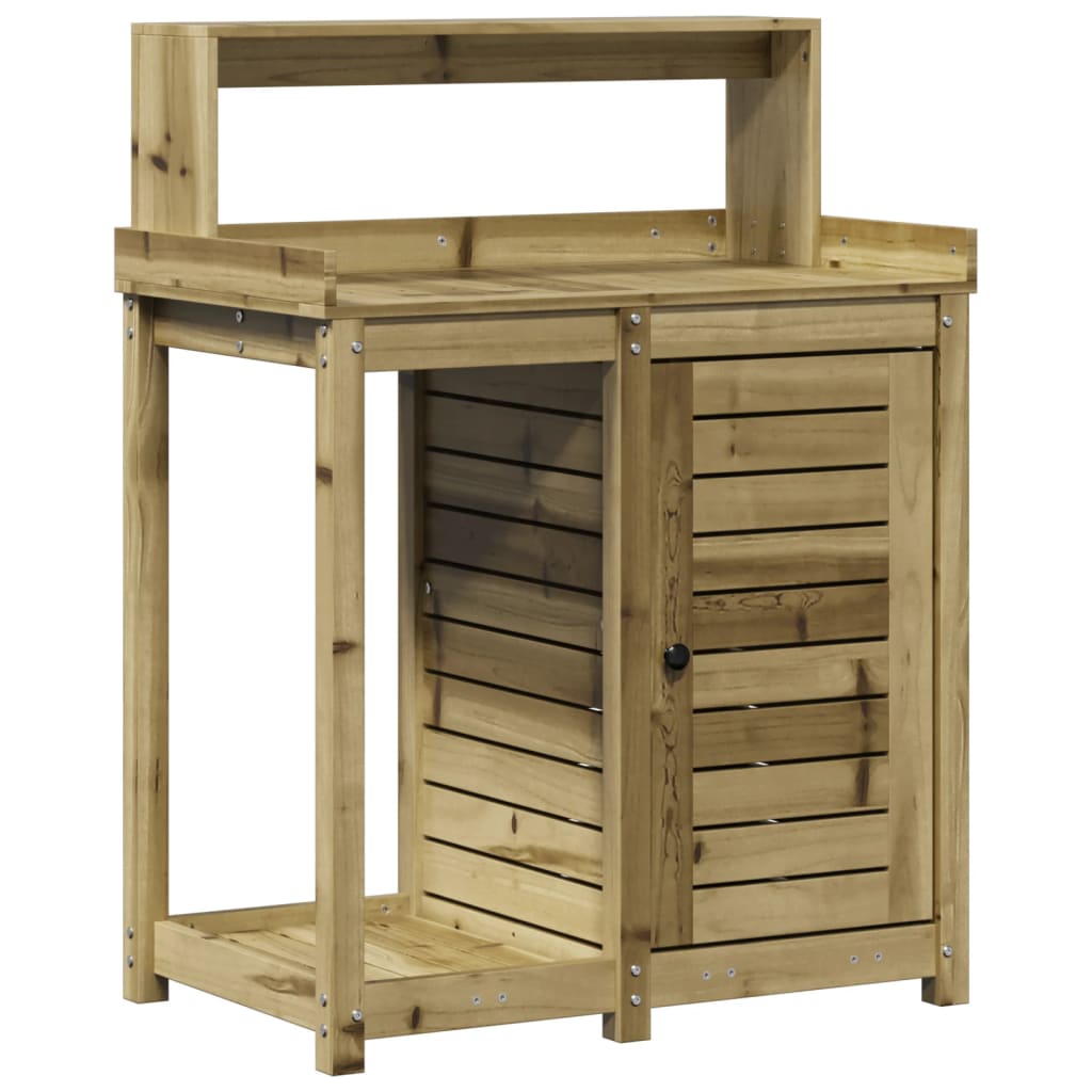 Tavolo Invaso con Ripiani 82,5x50x109,5cm Legno Impregnato Pino - homemem39
