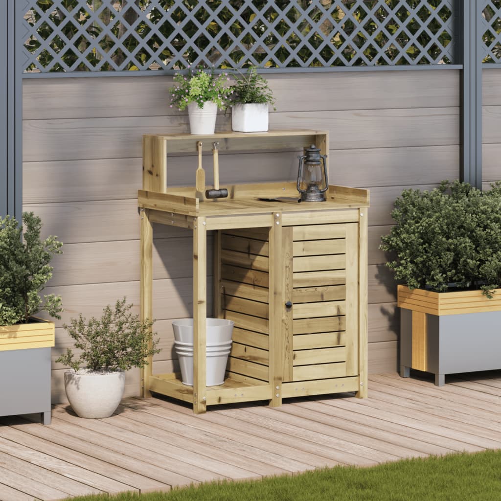 Tavolo Invaso con Ripiani 82,5x50x109,5cm Legno Impregnato Pino - homemem39
