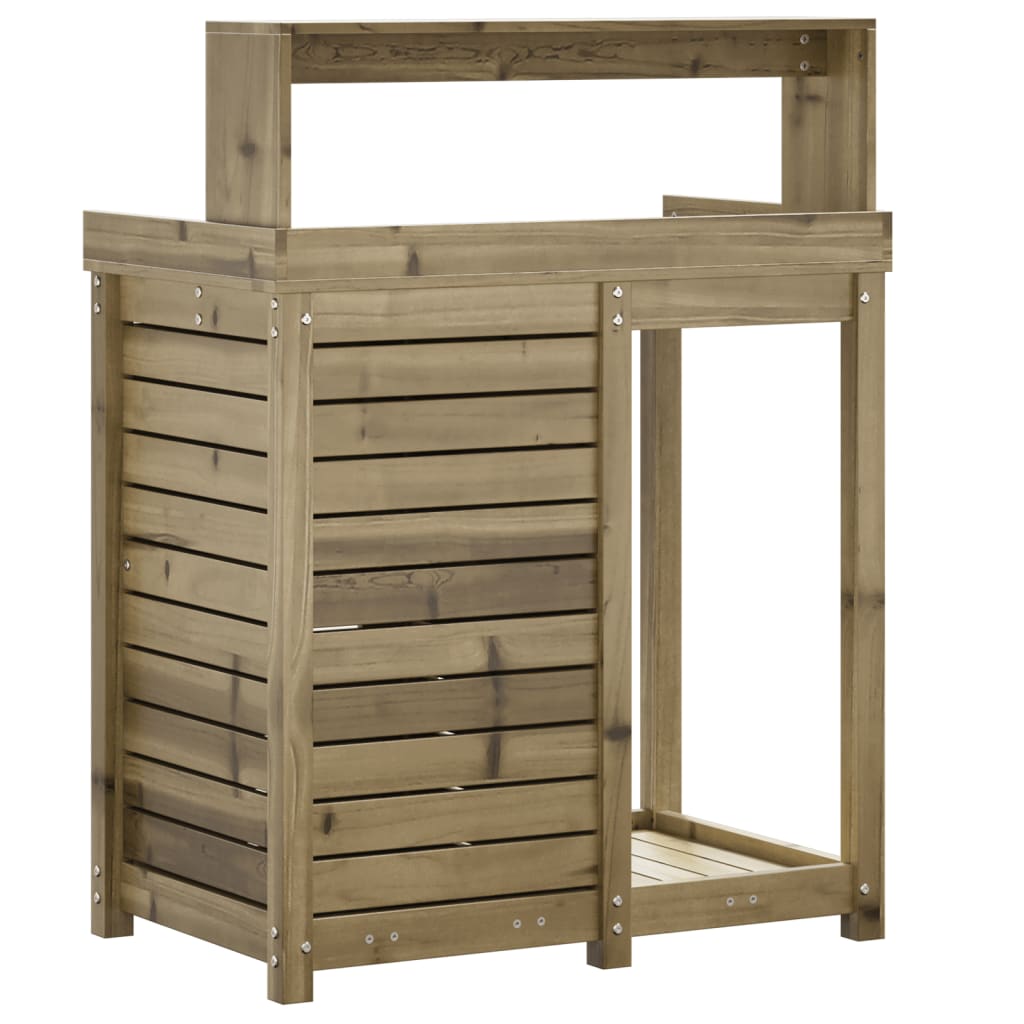 Tavolo Invaso con Ripiani 82,5x50x109,5cm Legno Impregnato Pino - homemem39