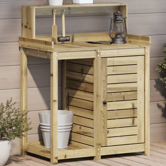 Tavolo Invaso con Ripiani 82,5x50x109,5cm Legno Impregnato Pino - homemem39