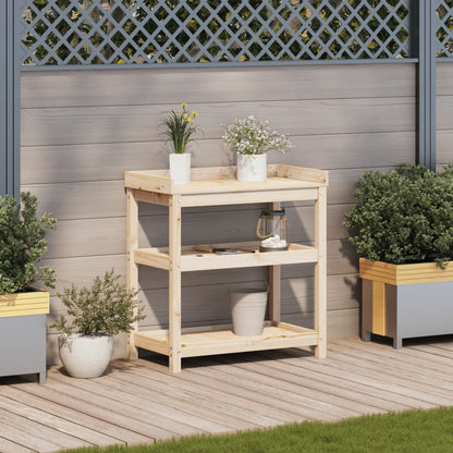 Tavolo Invaso con Ripiani 82,5x45x86,5 cm Legno Massello Pino - homemem39
