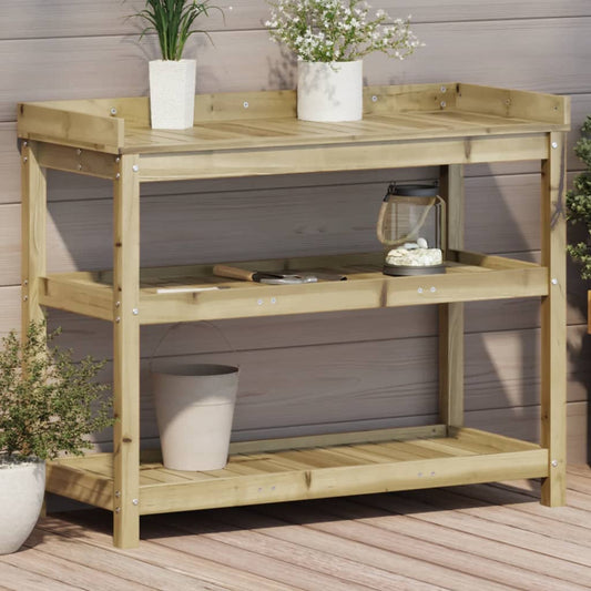 Tavolo Invaso con Ripiani 108x45x86,5 cm Legno Impregnato Pino - homemem39