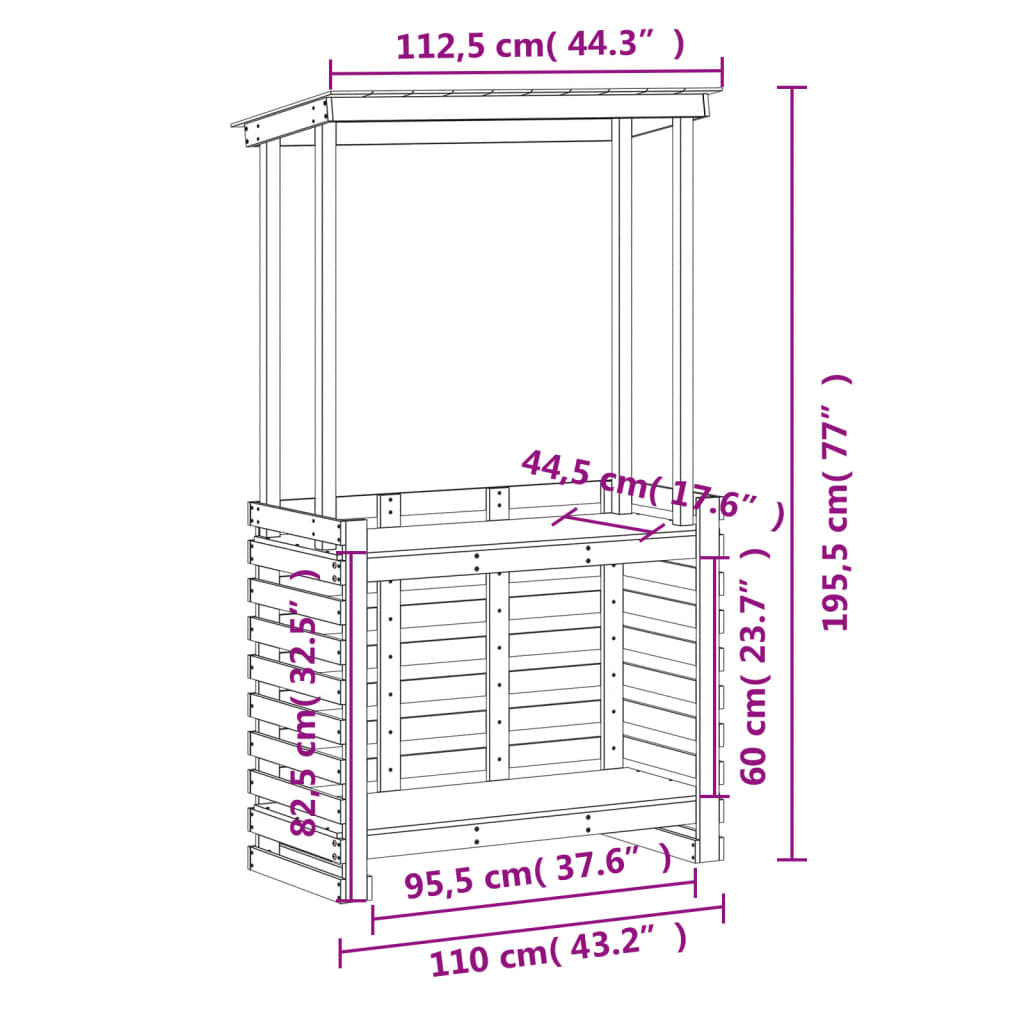 Tavolo Bar da Esterno con Tetto 112,5x57x195,5cm Legno Massello | homemem39
