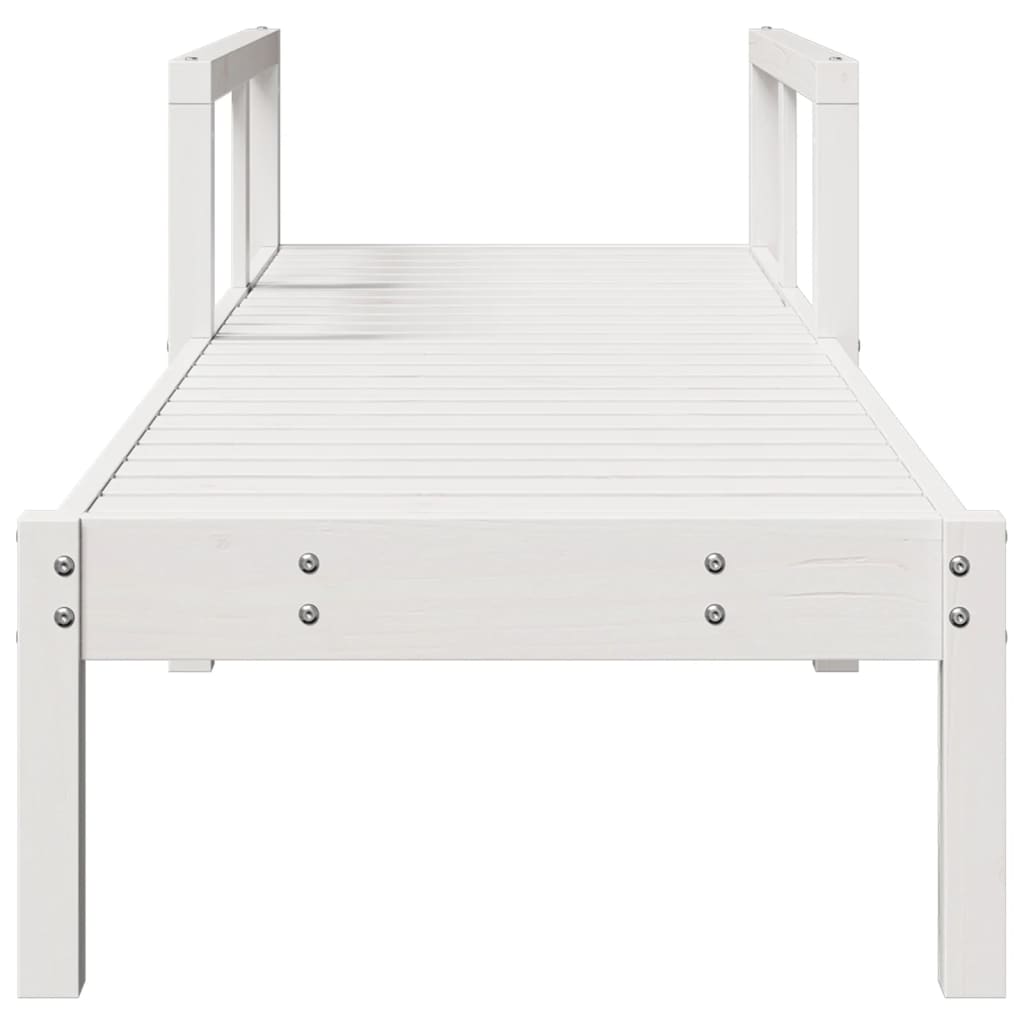 Lettino Prendisole Bianco 199,5x62x55 cm Legno Massello di Pino - homemem39