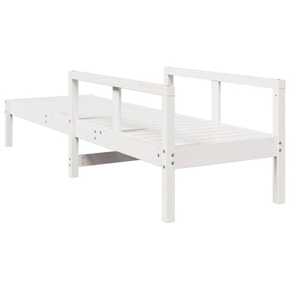 Lettino Prendisole Bianco 199,5x62x55 cm Legno Massello di Pino - homemem39