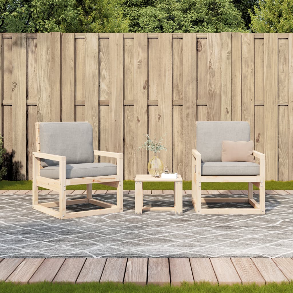 Set Salotto da Giardino 3 pz in Legno Massello di Pino | homemem39