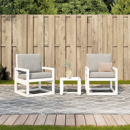 Set Salotto da Giardino 3 pz Bianco in Legno Massello di Pino | homemem39