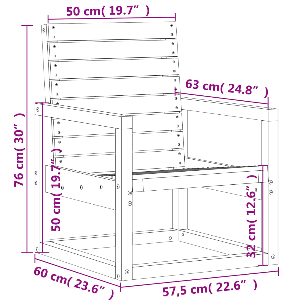 Set Salotto da Giardino 3 pz Bianco in Legno Massello di Pino | homemem39