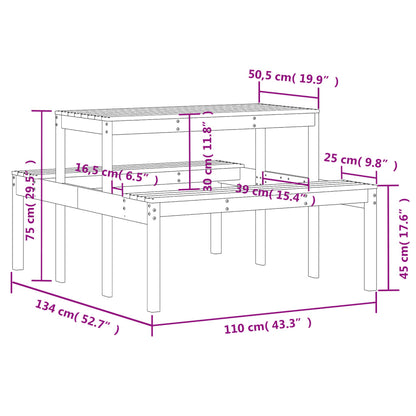 Tavolo da Picnic 110x134x75 cm in Legno Massello di Pino - homemem39