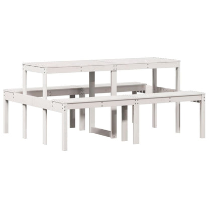 Tavolo da Picnic Bianco 160x134x75 cm in Legno Massello di Pino - homemem39