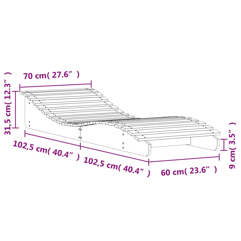 Lettino Prendisole 205x70x31,5 cm in Legno Massello di Douglas - homemem39