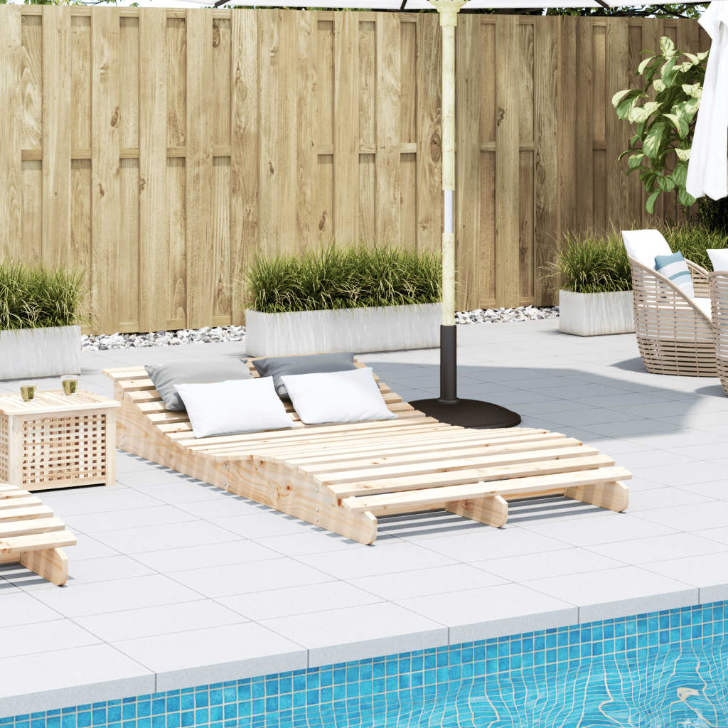 Lettino Prendisole 205x110x31,5 cm in Legno Massello di Pino - homemem39