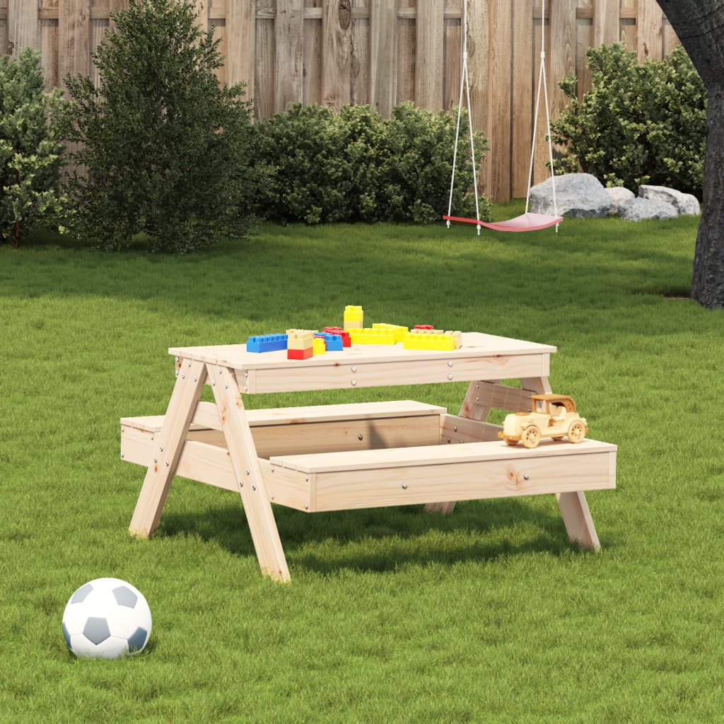 Tavolo da Picnic per Bambini 88x97x52 cm Legno Massello di Pino - homemem39