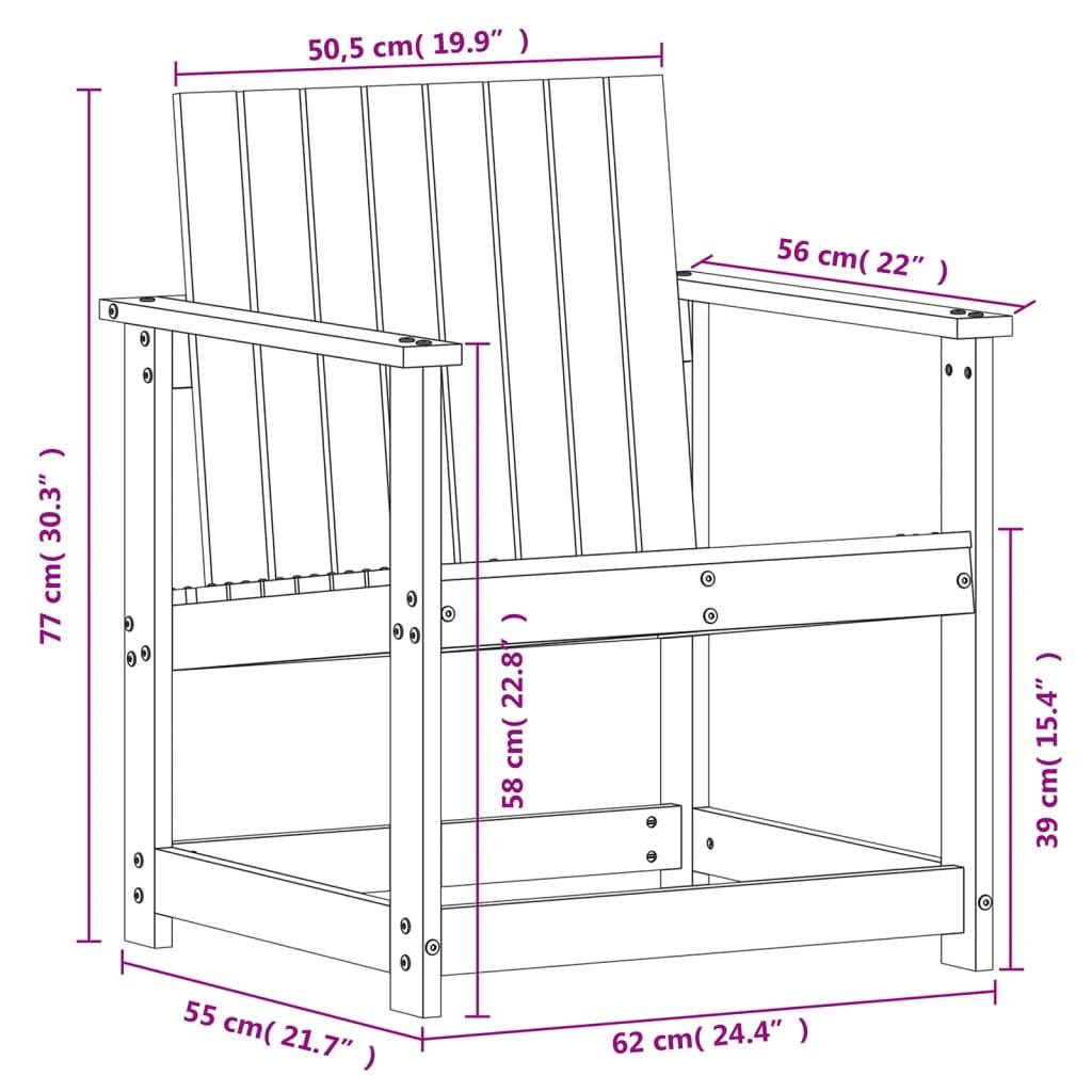 Sedia da Giardino 62x56x77 cm in Legno Impregnato di Pino - homemem39