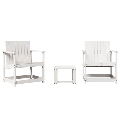 Set Salotto da Giardino 3 pz Bianco in Legno Massello di Pino - homemem39