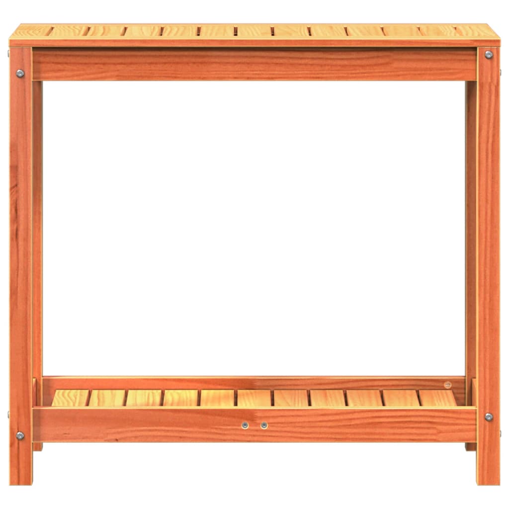 Tavolo Invasatura Ripiano Marrone Cera 82,5x35x75 Massello Pino - homemem39