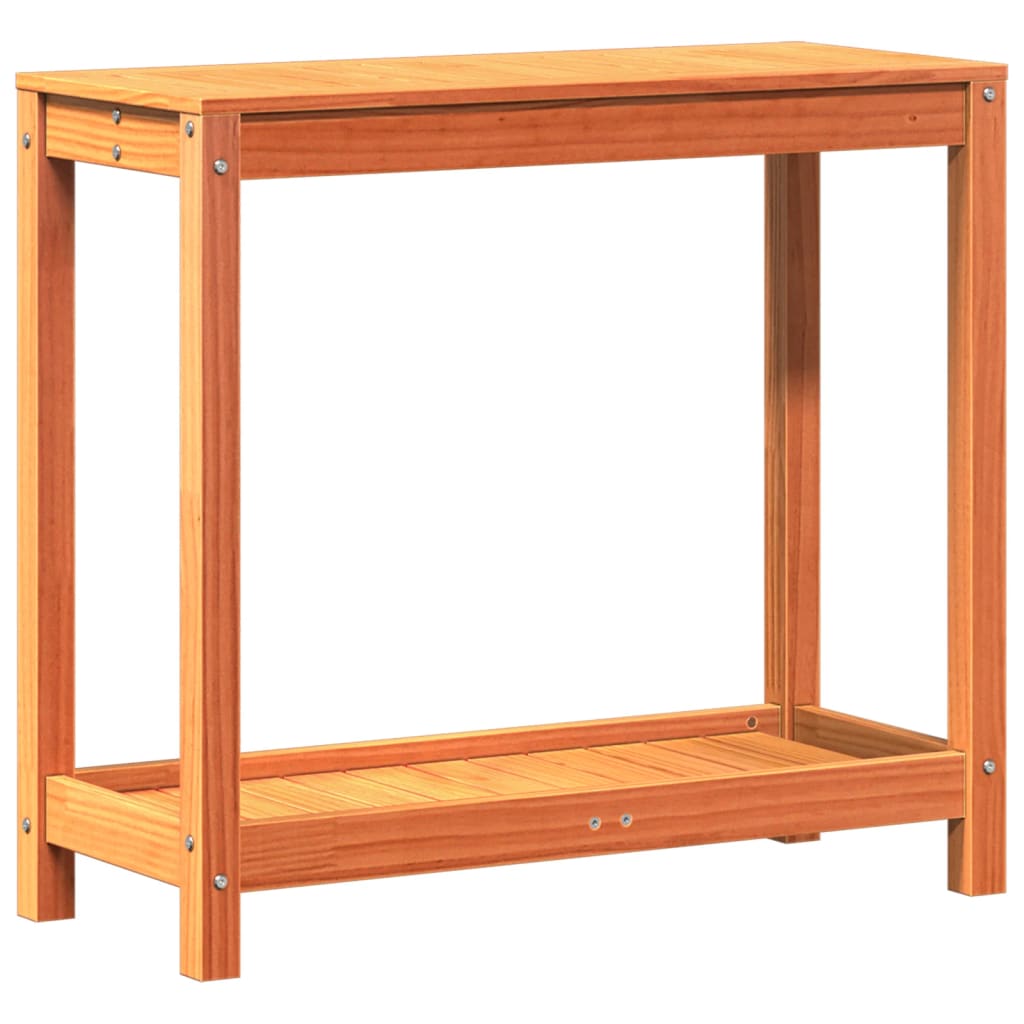Tavolo Invasatura Ripiano Marrone Cera 82,5x35x75 Massello Pino | homemem39