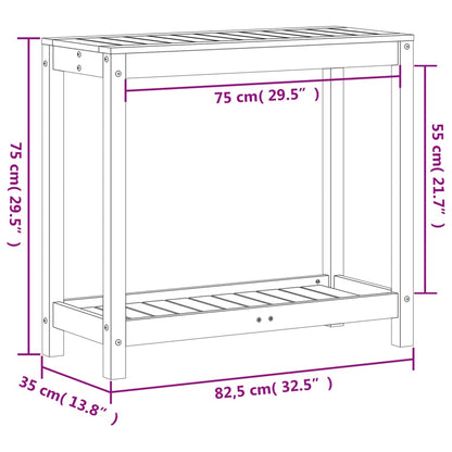 Tavolo Invasatura Ripiano Marrone Cera 82,5x35x75 Massello Pino - homemem39
