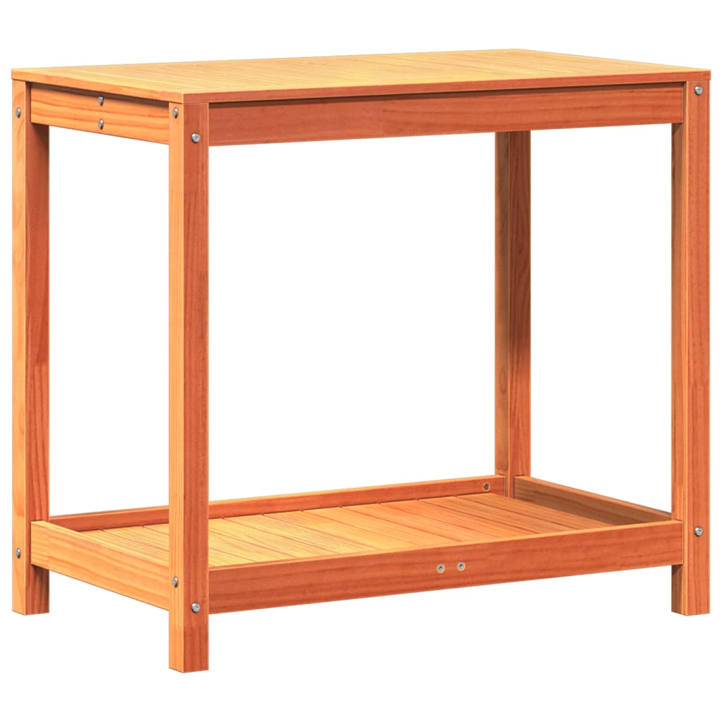 Tavolo Invasatura Ripiano Marrone Cera 82,5x50x75 Massello Pino - homemem39