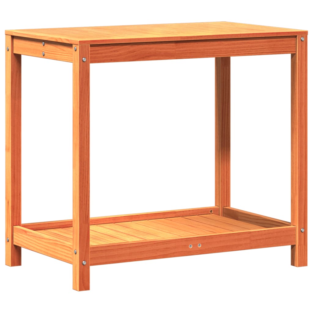 Tavolo Invasatura Ripiano Marrone Cera 82,5x50x75 Massello Pino - homemem39