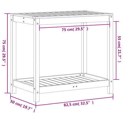 Tavolo Invasatura Ripiano Marrone Cera 82,5x50x75 Massello Pino - homemem39