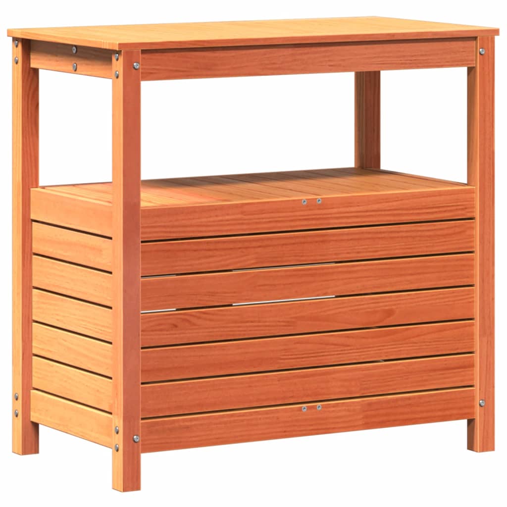 Tavolo Invaso con Ripiani Marrone 82,5x45x81 cm Massello Pino