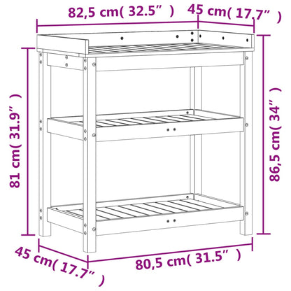 Tavolo Invaso con Ripiani Marrone 82,5x45x86,5 cm Massello Pino - homemem39