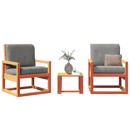 Set Salotto da Giardino 3 pz Marrone Cera Legno Massello Pino - homemem39