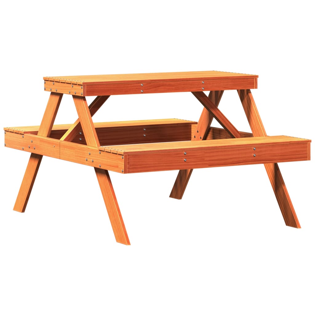 Tavolo da Picnic Marrone Cera 105x134x75 cm Legno Massello Pino - homemem39