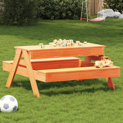 Tavolo Picnic con Sabbiera Bambini Marrone Legno Massello Pino - homemem39