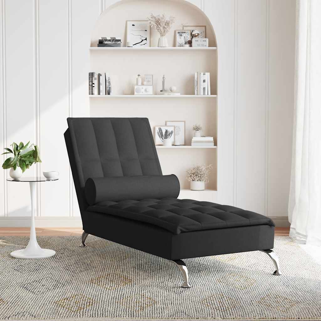 Chaise Longue Massaggi con Capezzale Nero in Tessuto - homemem39