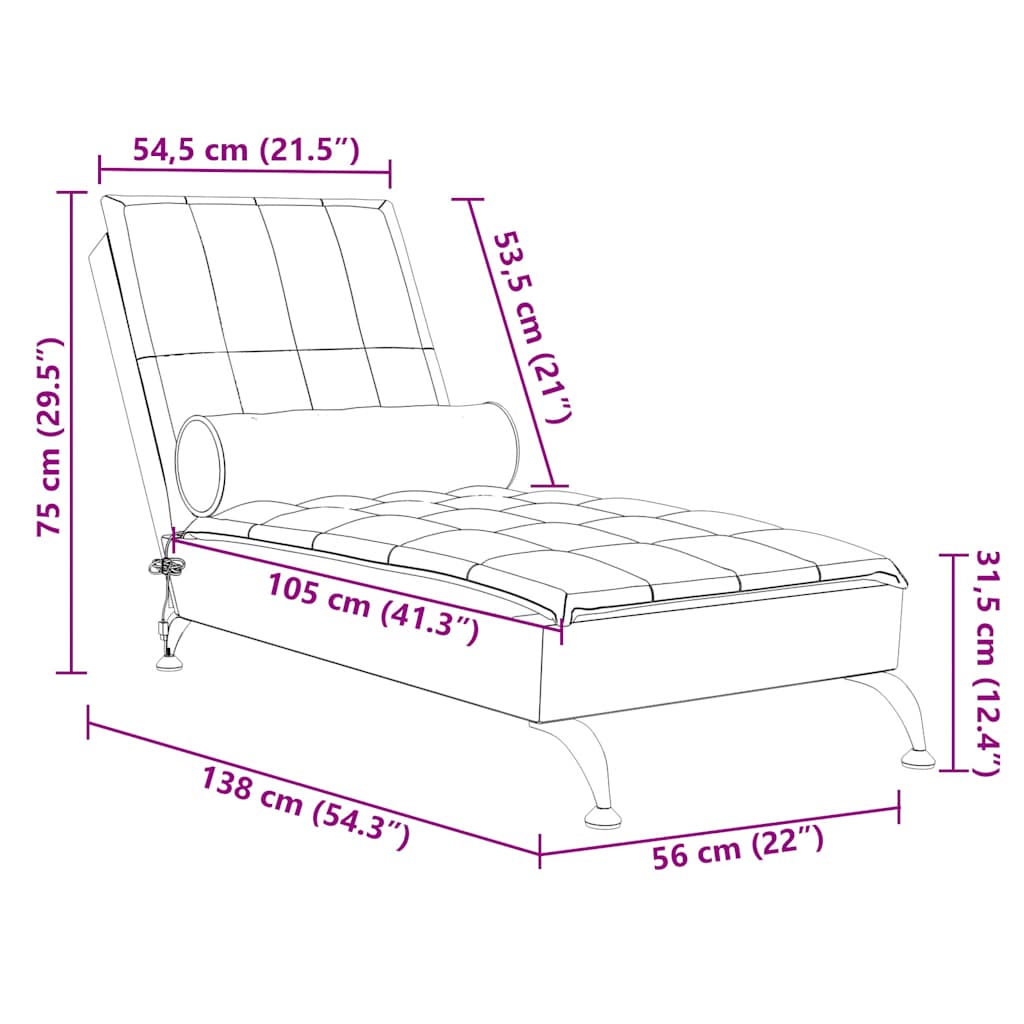 Chaise Longue Massaggi con Capezzale Nero in Tessuto