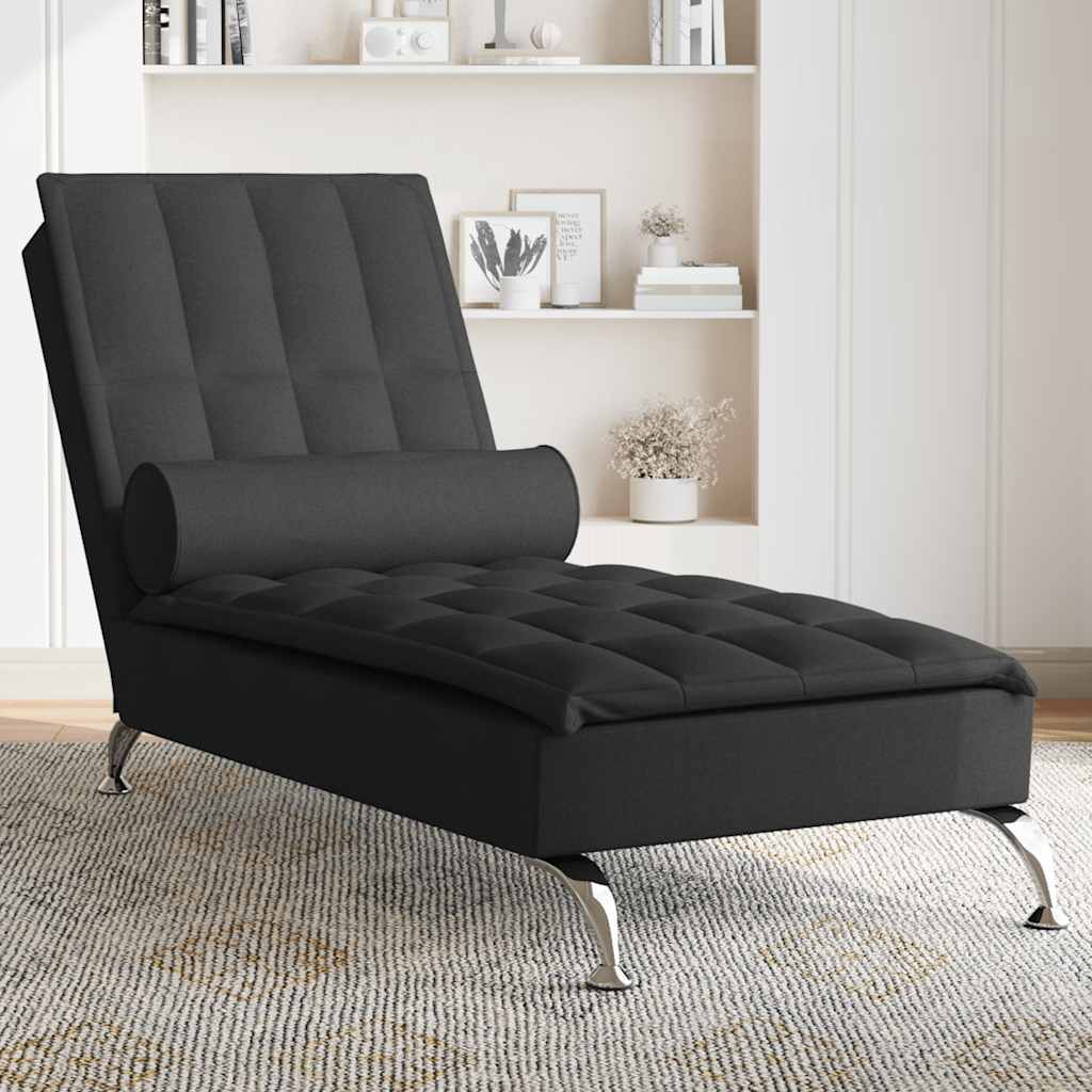 Chaise Longue Massaggi con Capezzale Nero in Tessuto - homemem39