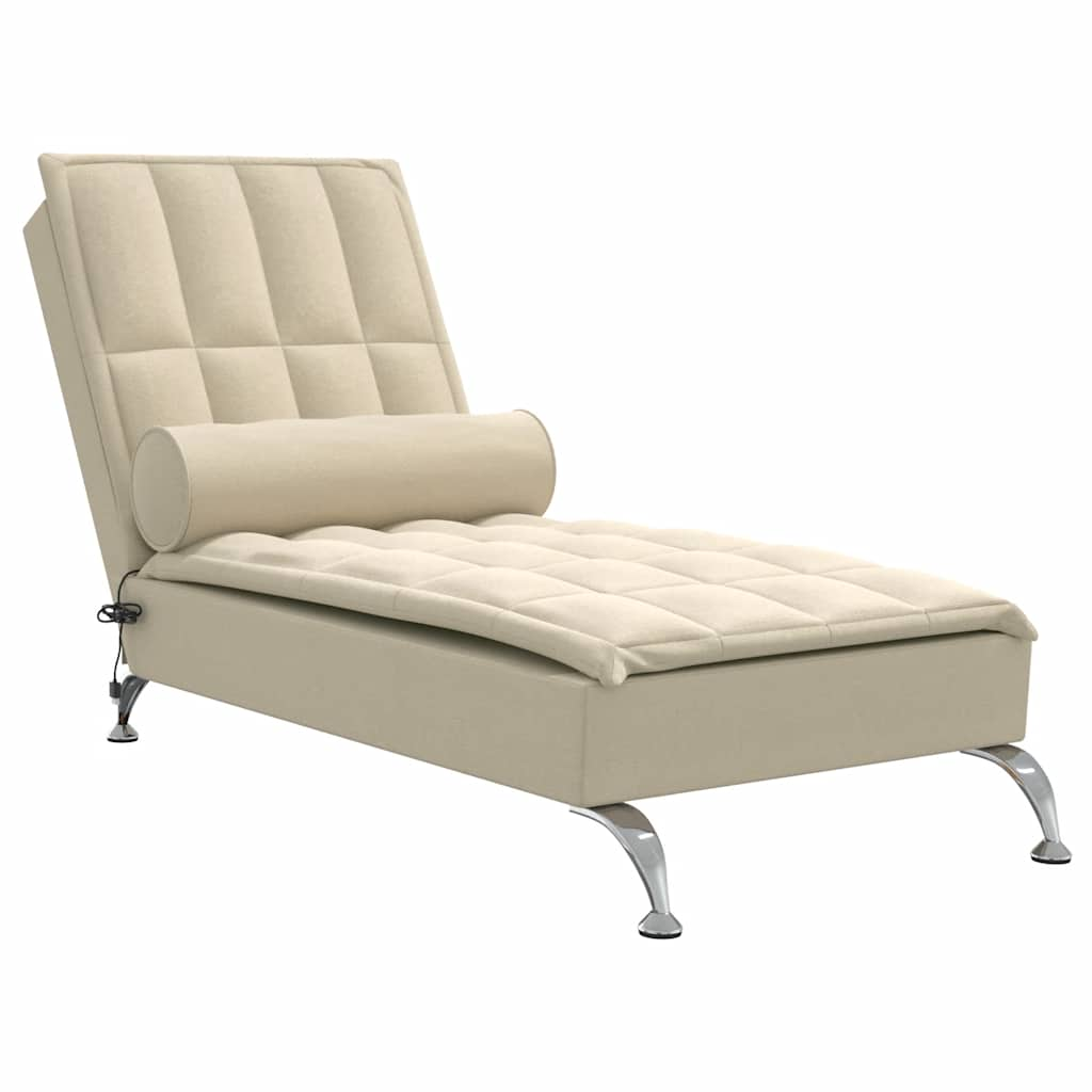 Chaise Longue Massaggi con Capezzale Crema in Tessuto - homemem39