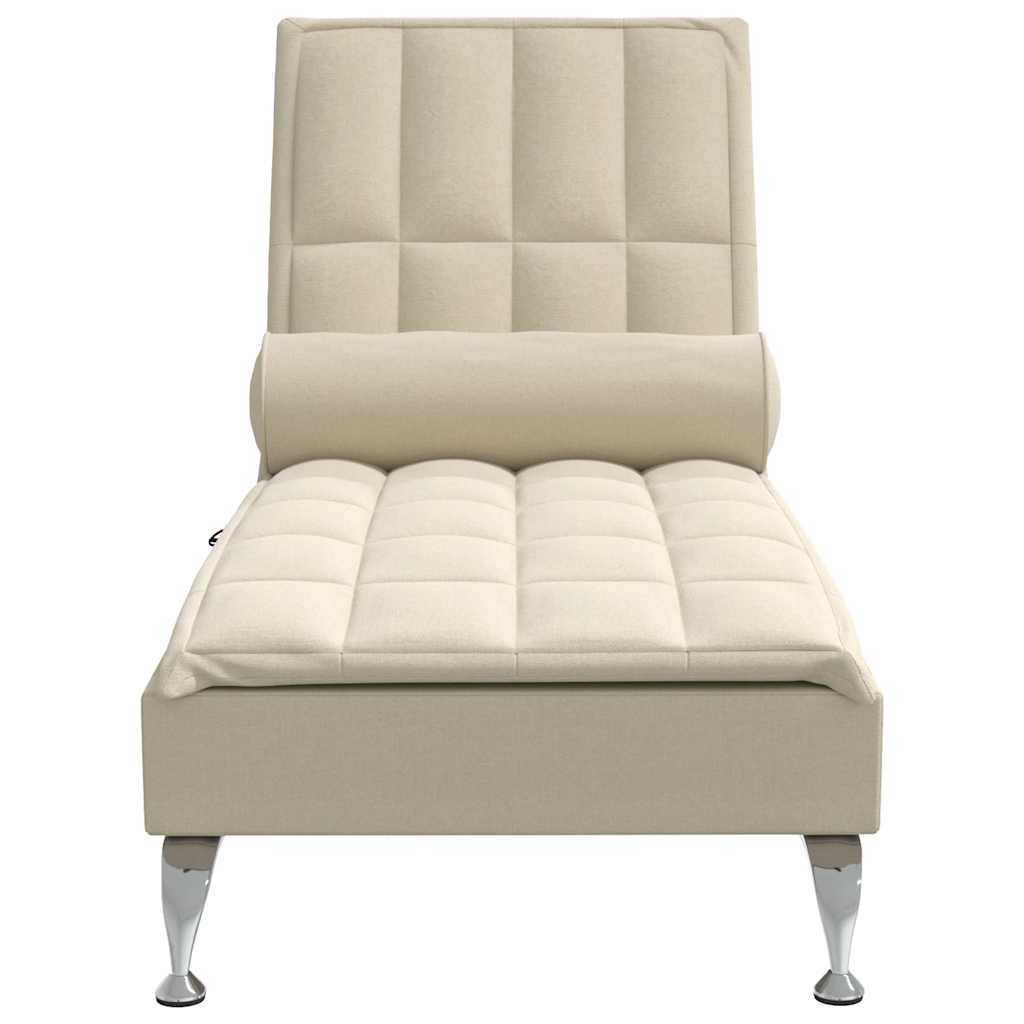 Chaise Longue Massaggi con Capezzale Crema in Tessuto - homemem39