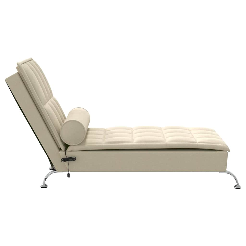 Chaise Longue Massaggi con Capezzale Crema in Tessuto - homemem39