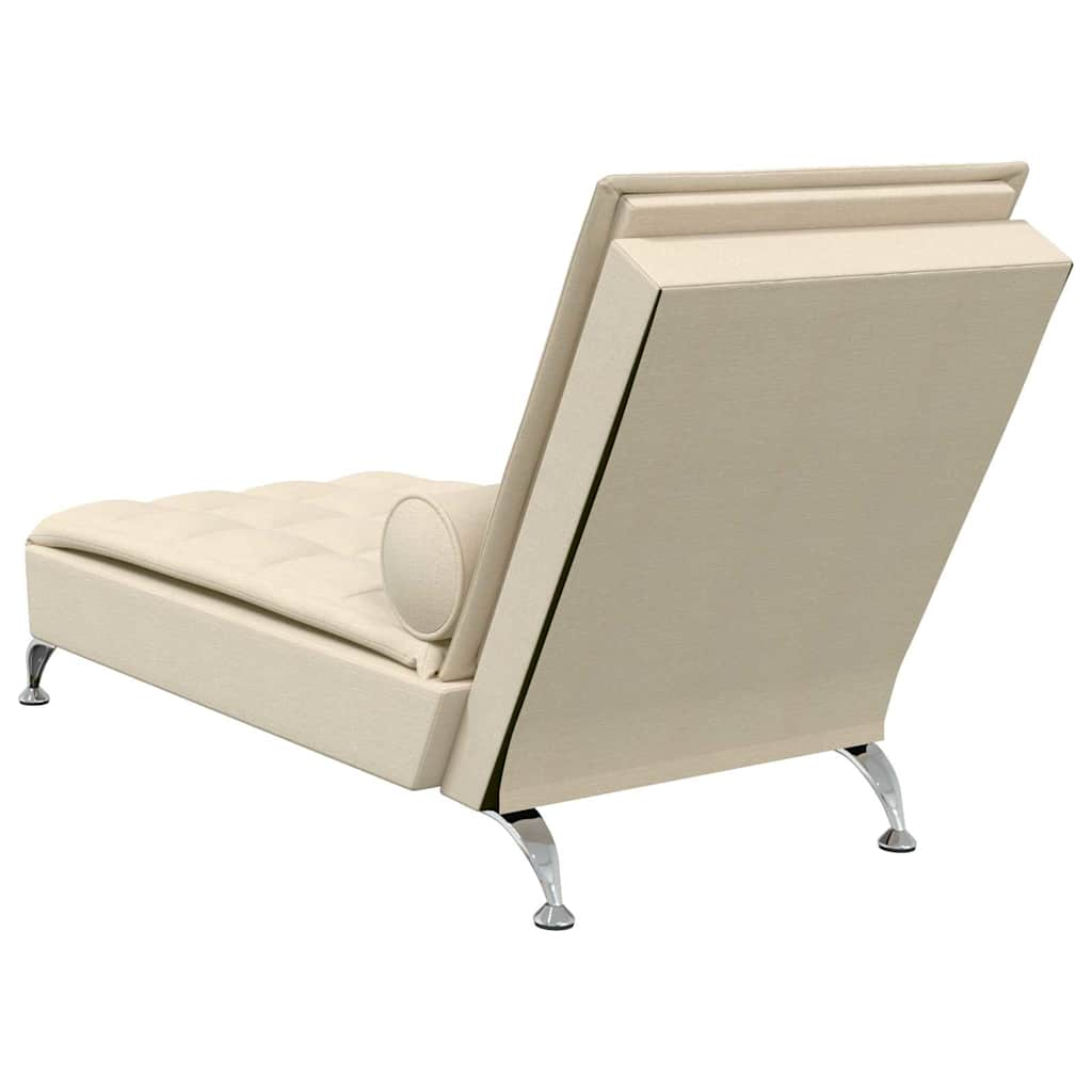 Chaise Longue Massaggi con Capezzale Crema in Tessuto