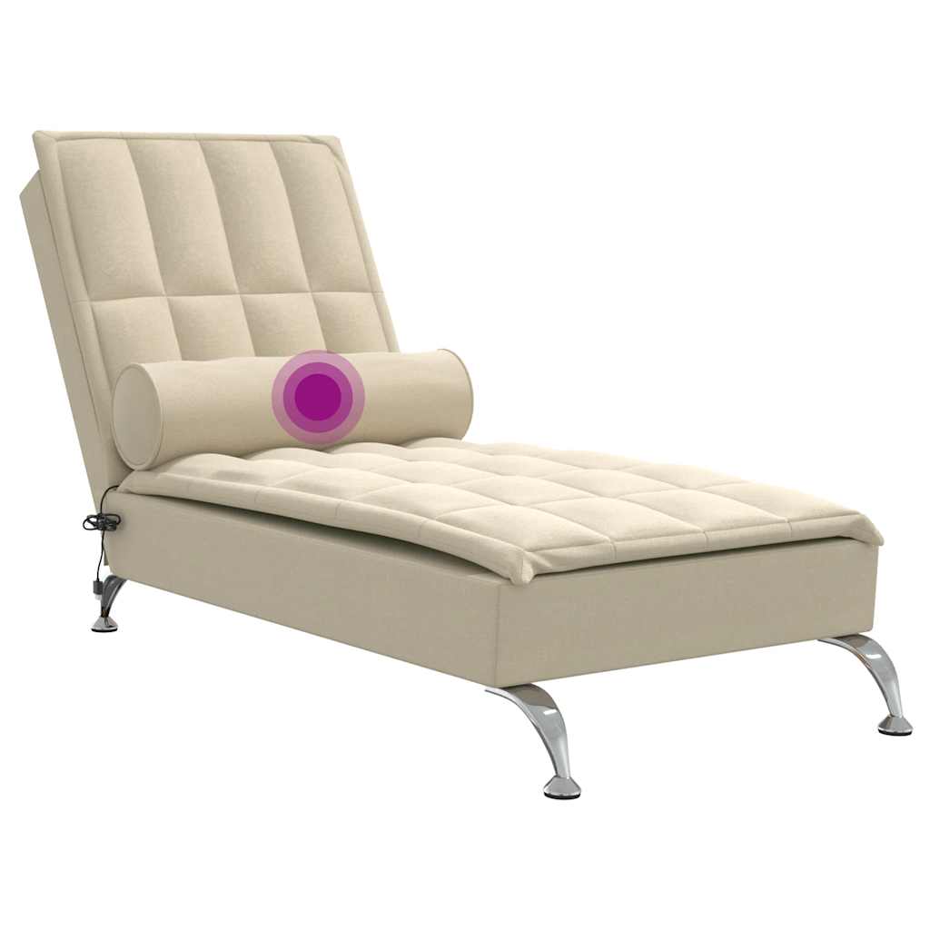 Chaise Longue Massaggi con Capezzale Crema in Tessuto - homemem39