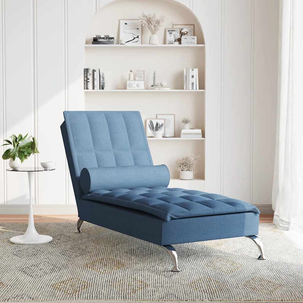 Chaise Longue Massaggi Cuscino a Rullo Blu in Tessuto - homemem39