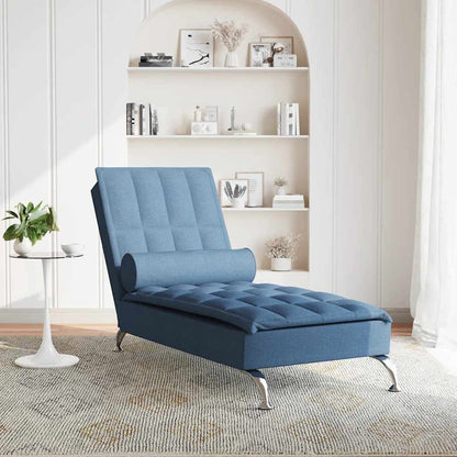 Chaise Longue Massaggi Cuscino a Rullo Blu in Tessuto - homemem39