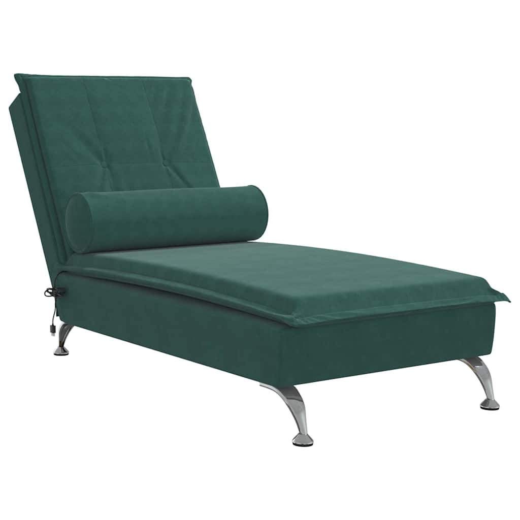 Chaise Longue Massaggi con Capezzale Verde Scuro in Velluto - homemem39