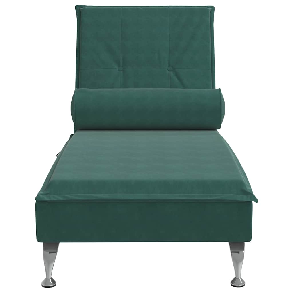 Chaise Longue Massaggi con Capezzale Verde Scuro in Velluto - homemem39