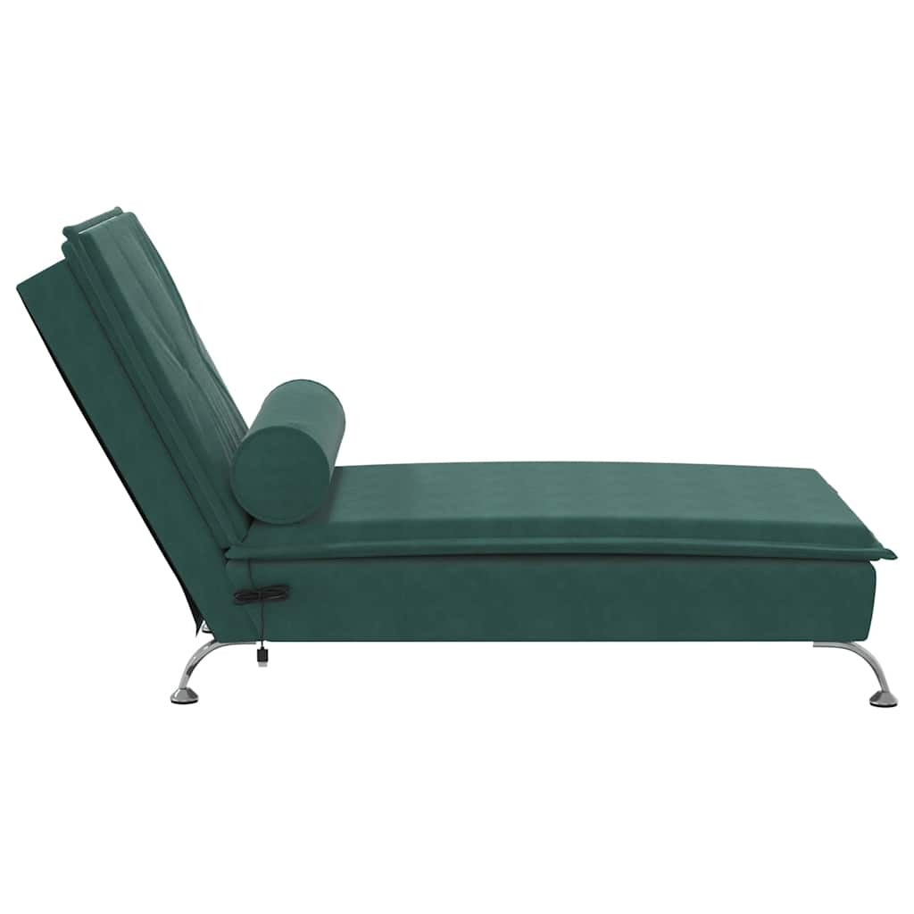 Chaise Longue Massaggi con Capezzale Verde Scuro in Velluto - homemem39